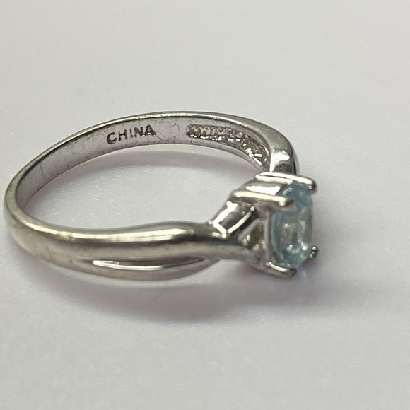 Aquamarine 925 Sterling Silver Band Ross Simons Statement Ring Handmade Sz 6.5 - Picture 2 of 7